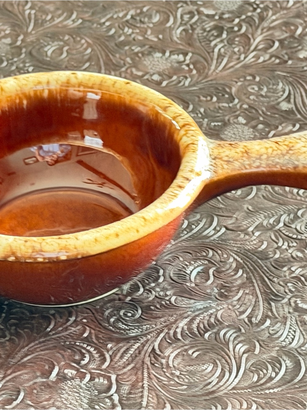 Hull Pottery Stoneware Handle Bowl - Amber Brown Glaze